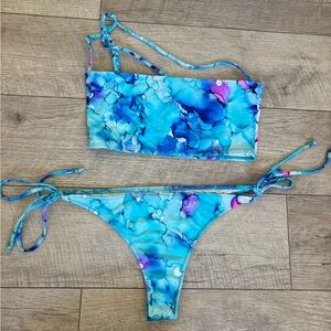 Blue and Purple Tie-Dye Bikini Set